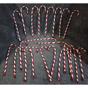 Lot 23 Vintage Bendable Cand Cane Ornaments Red White Christmas